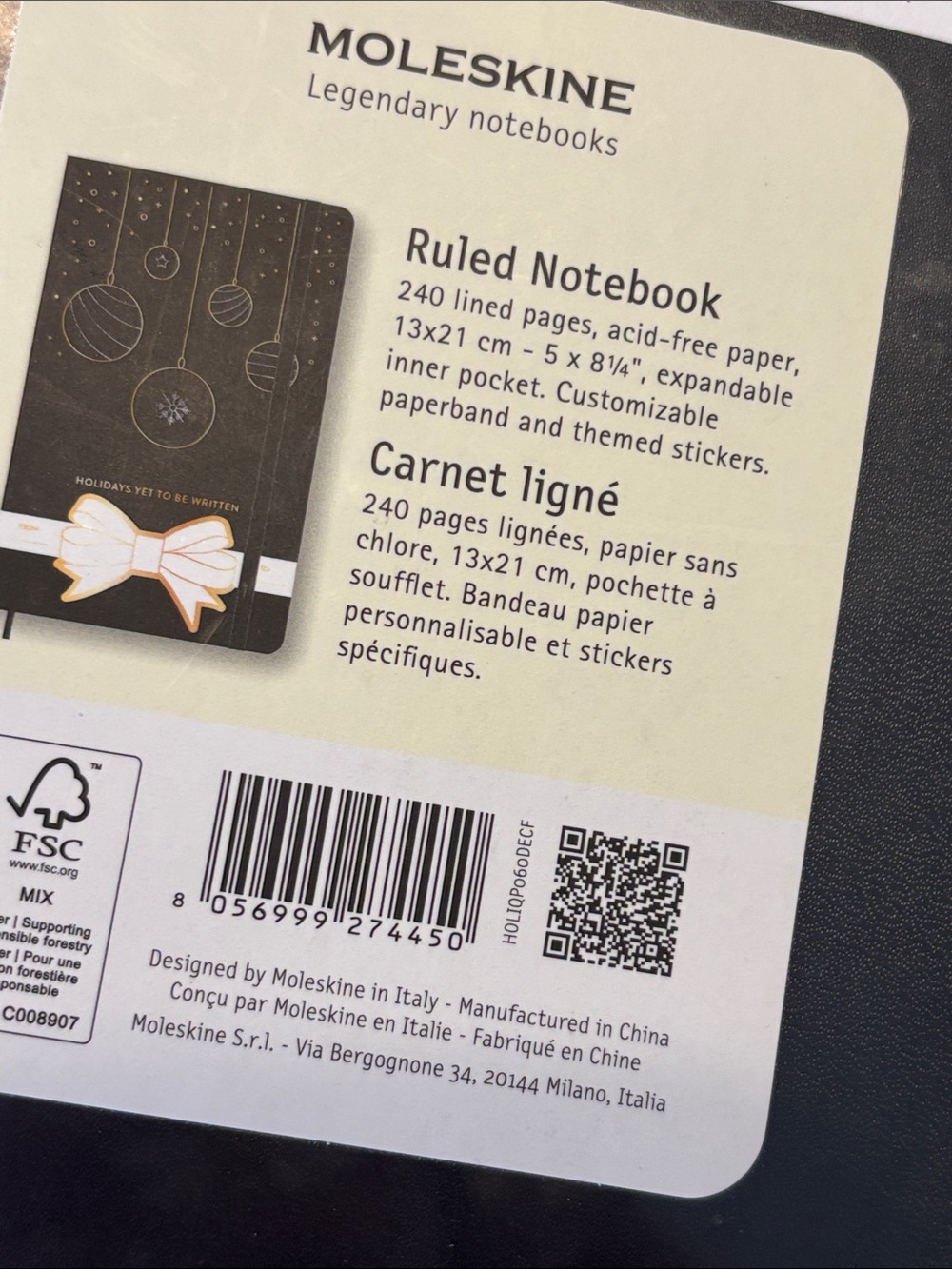Moleskin Hard Cover Holiday Notebook in Black - Picture 11 of 11
